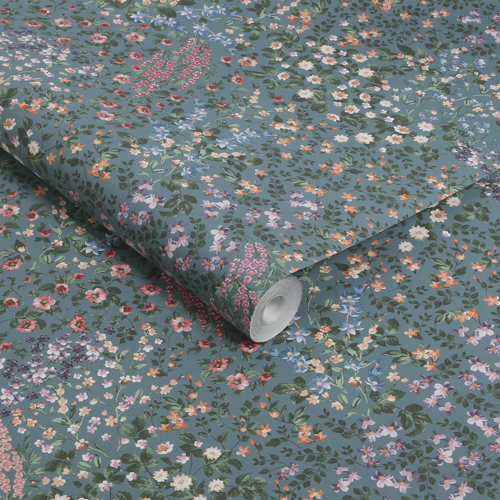 Painterly  Flora Teal Tapeten