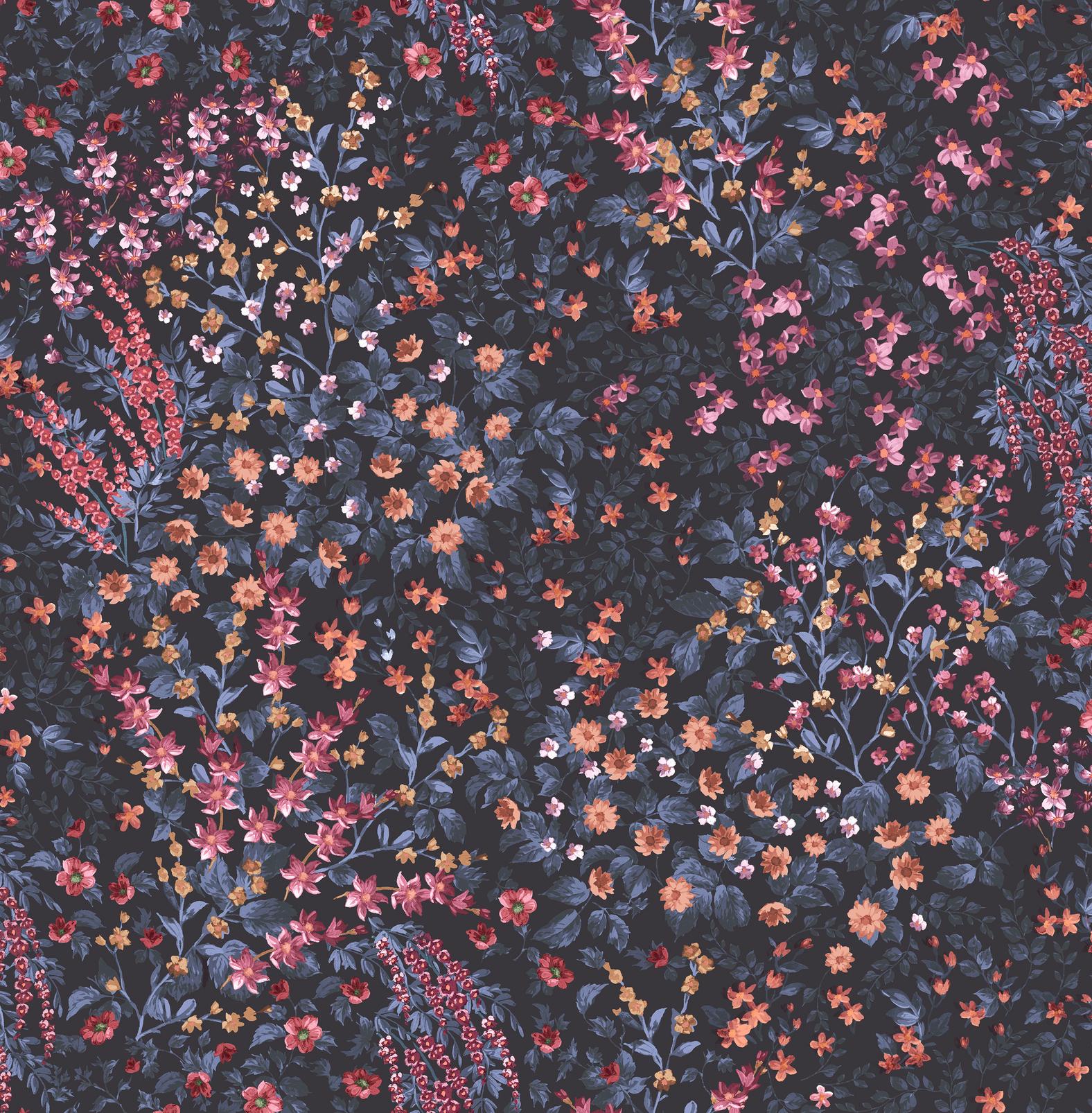Painterly  Flora Blau & Rosa Tapeten