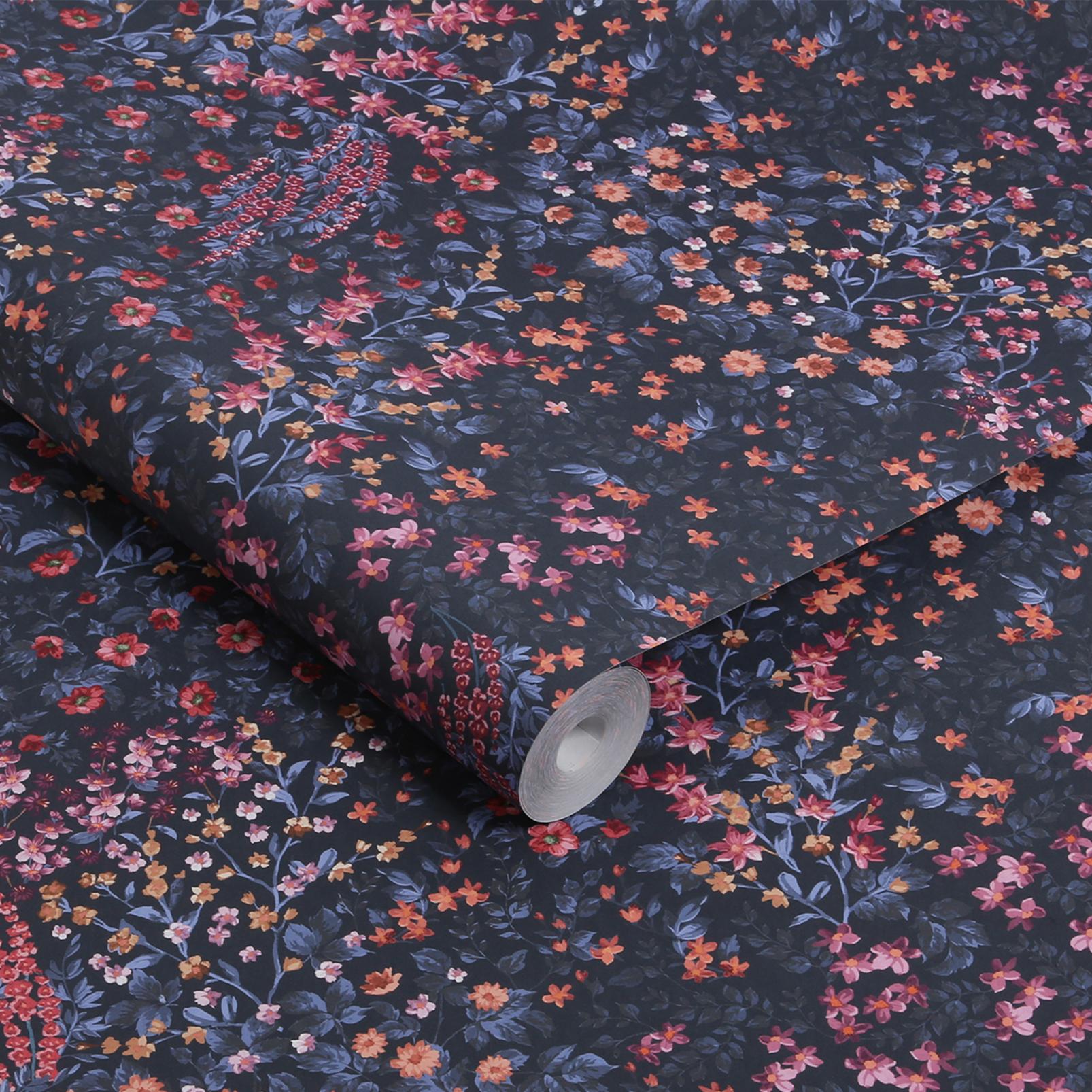 Painterly  Flora Blau & Rosa Tapeten
