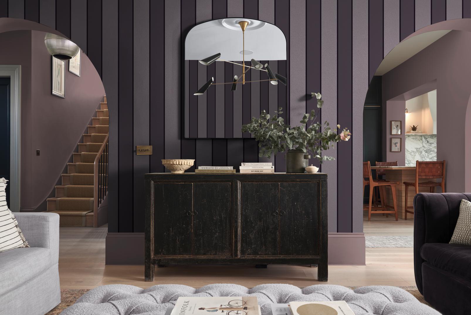 Baroque Flock Plum Wallpaper