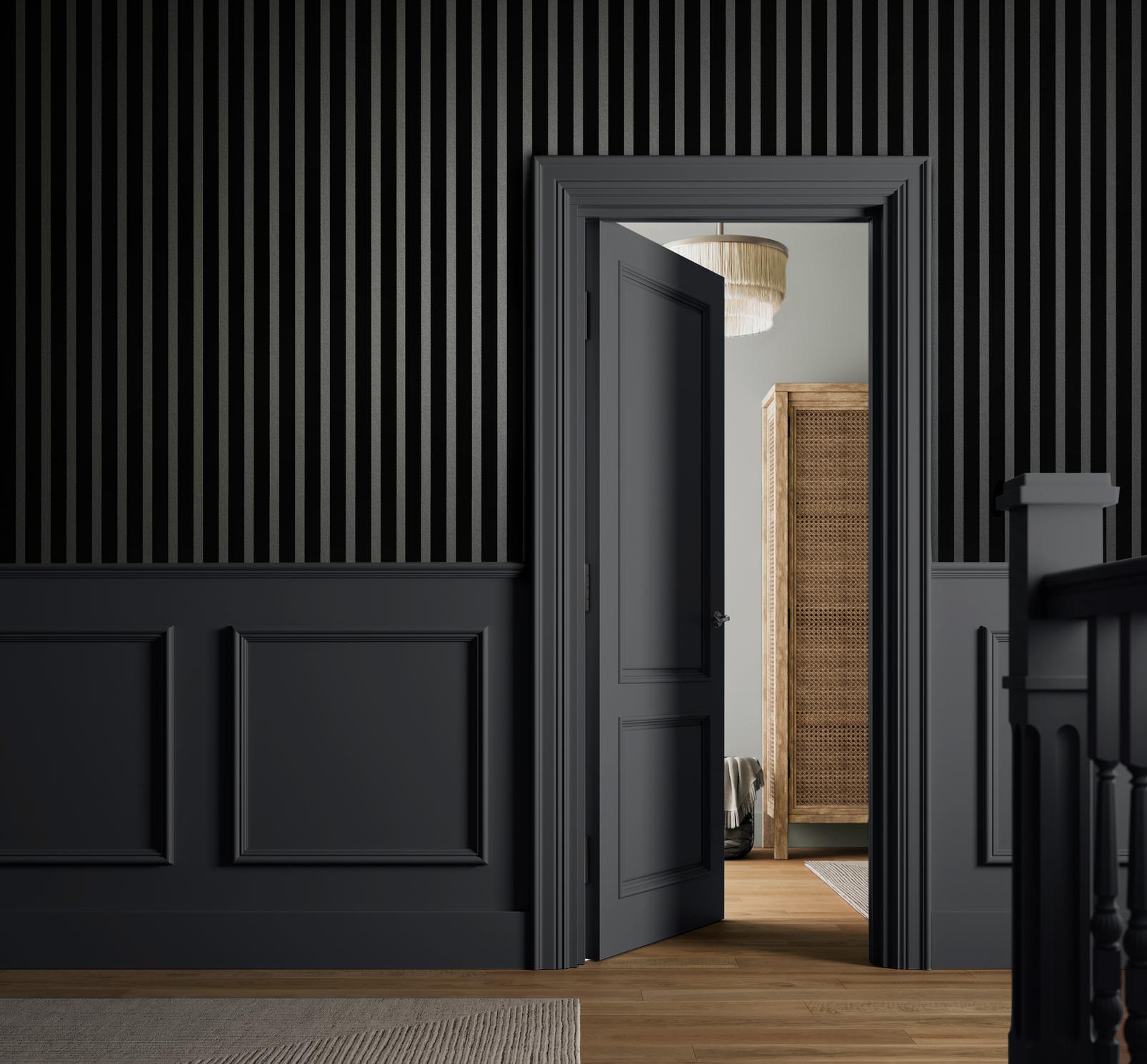 Millicent Stripe Noir Wallpaper