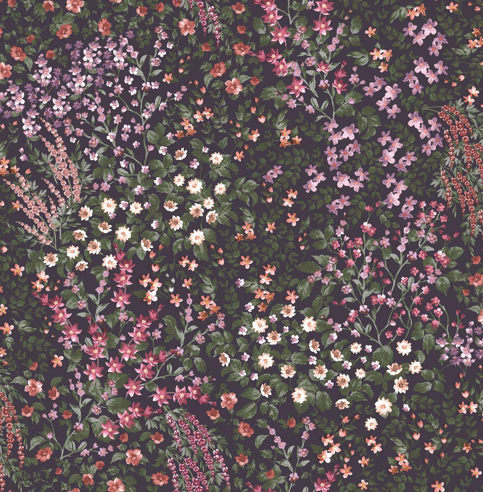 Painterly Flora Purple Wallpaper