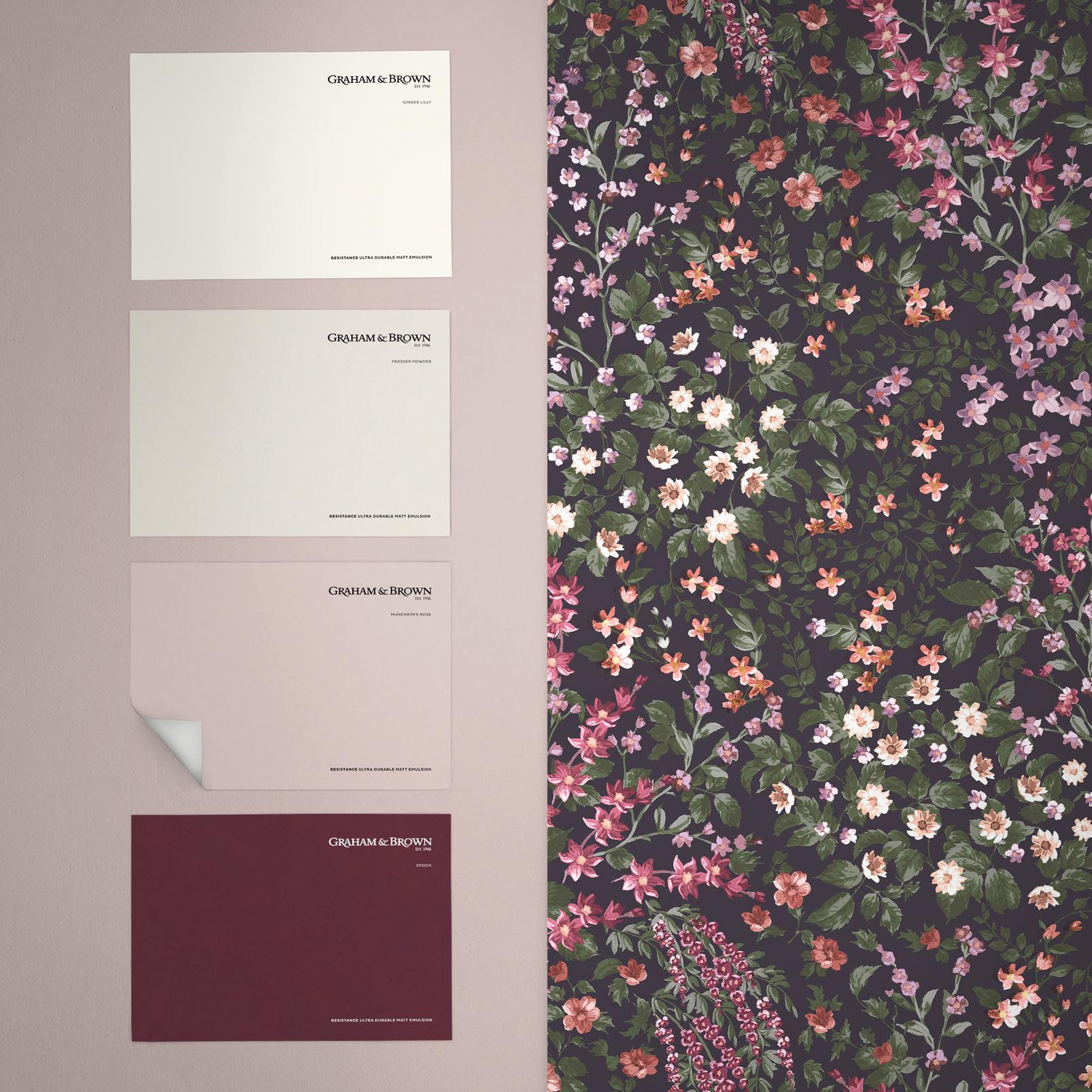 Painterly Flora Purple Wallpaper