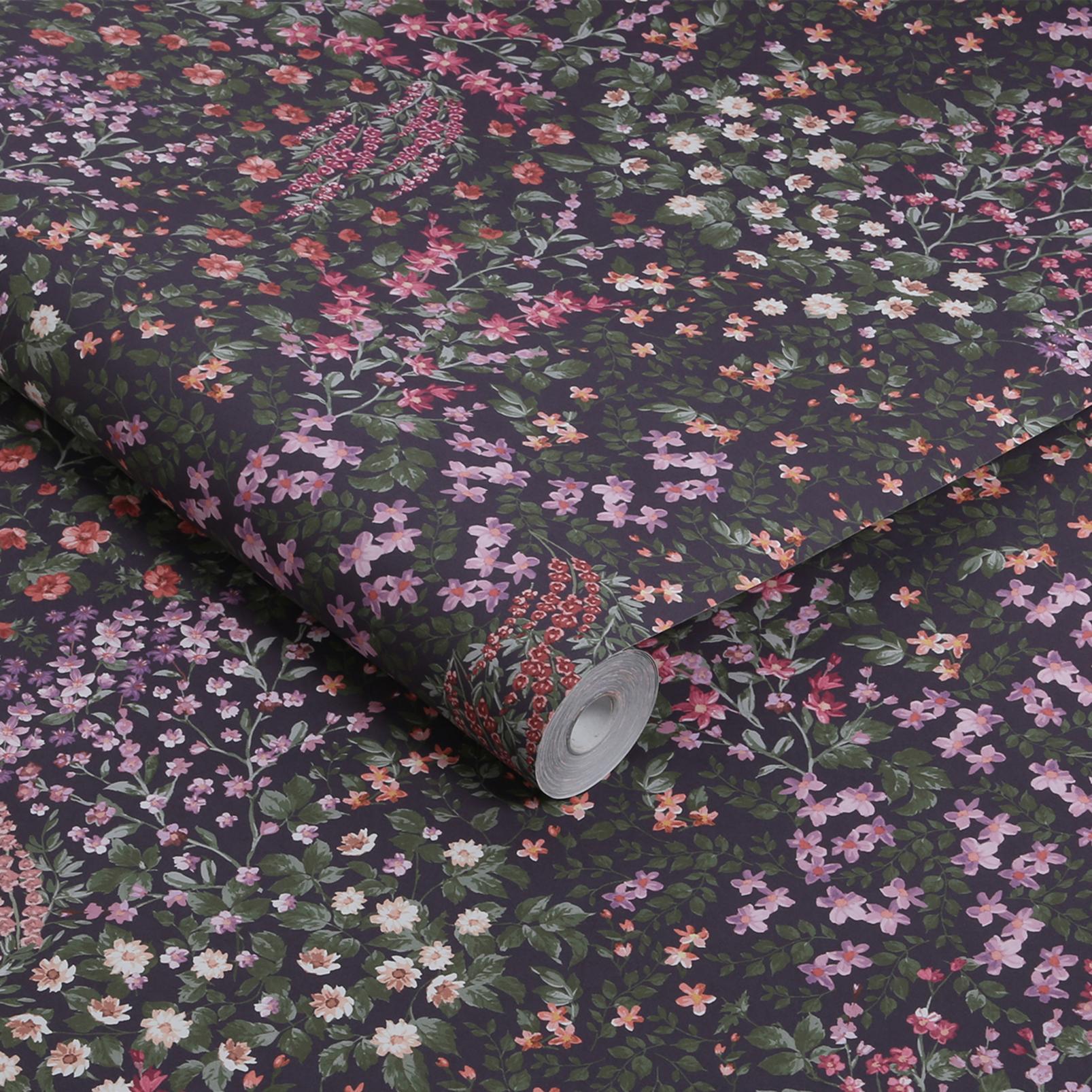 Painterly Flora Purple Wallpaper