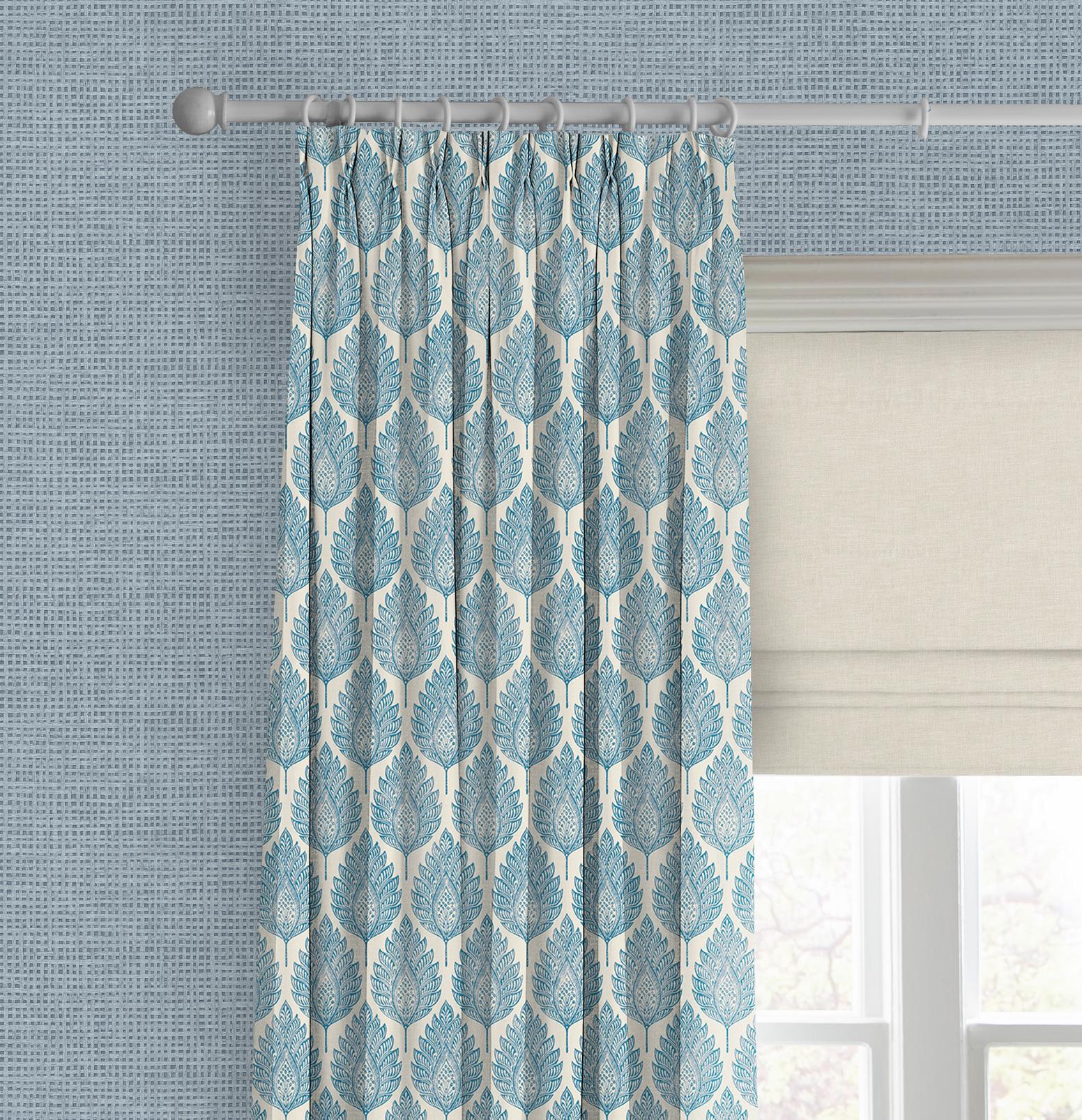 Flame Leaf Blue Curtain