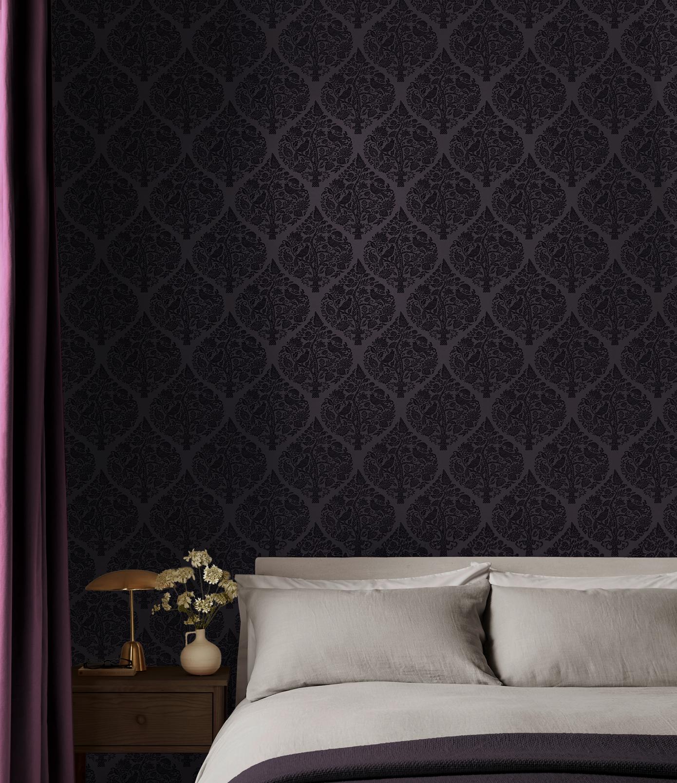 Woodland Fable Plum Wallpaper