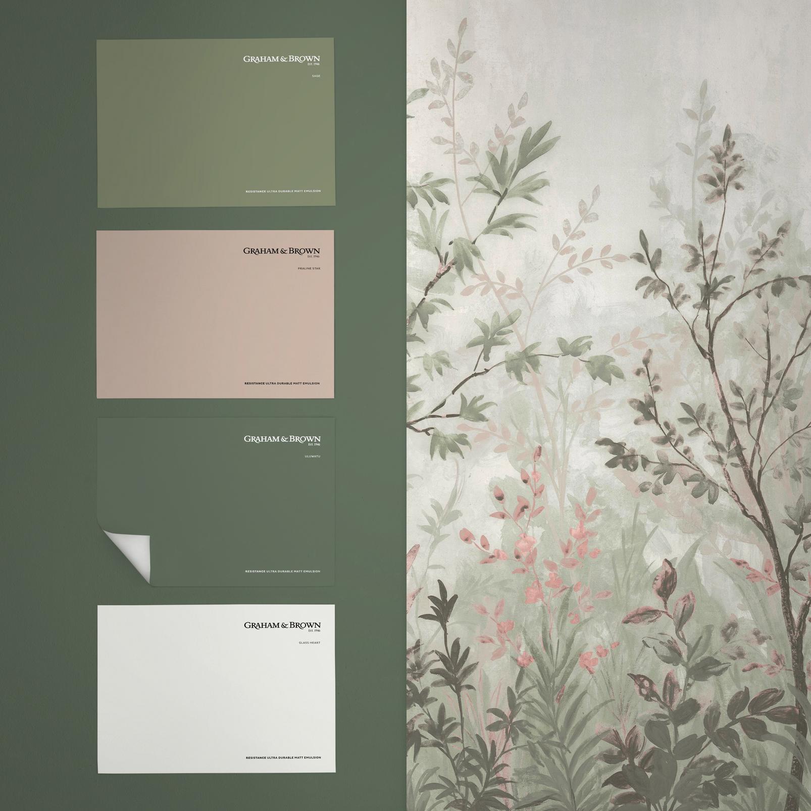 Forest in Bloom Vert doux Papier Peint Panoramique sur mesure
