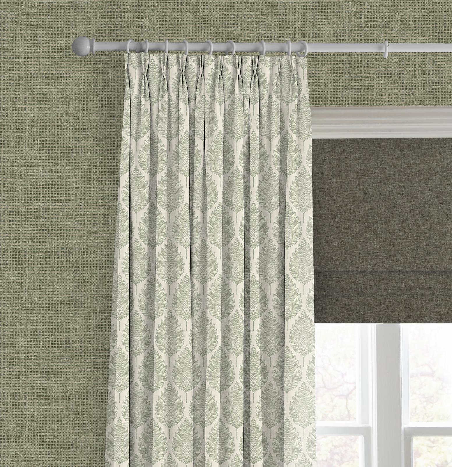 Flame Leaf Green Curtain