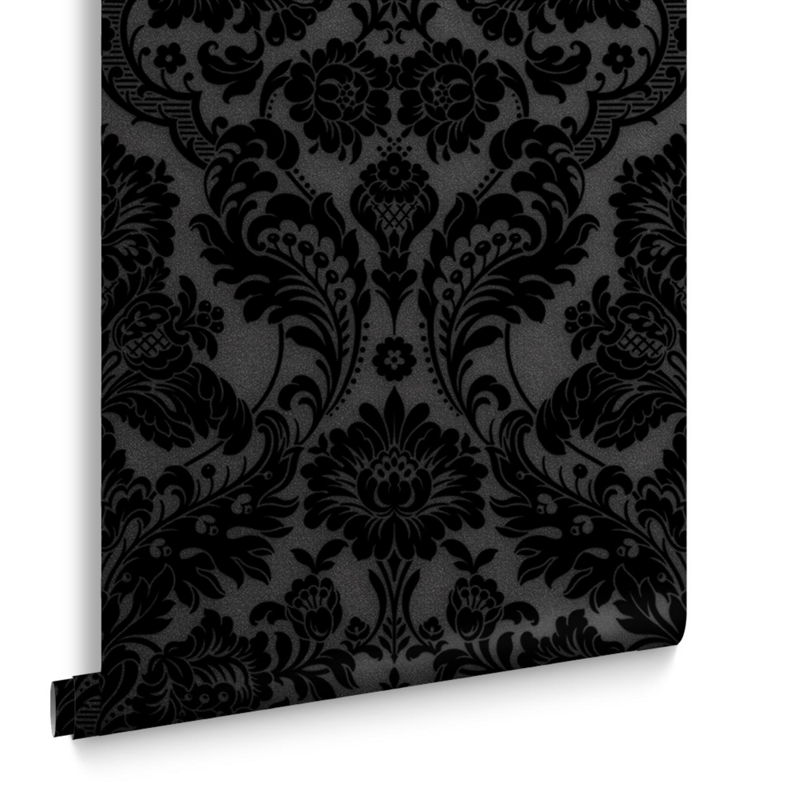 gothic damask noir wallpaper
