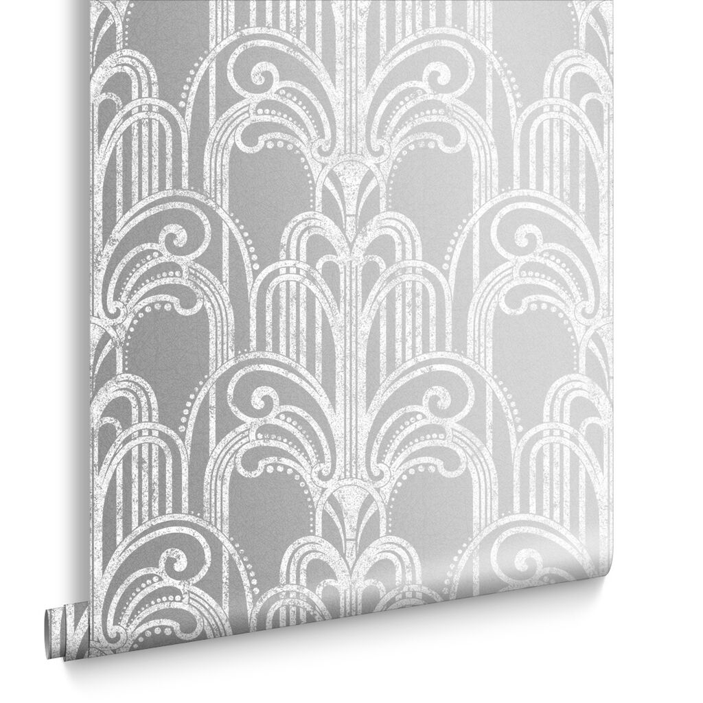 Papier Peint Art Deco Argent