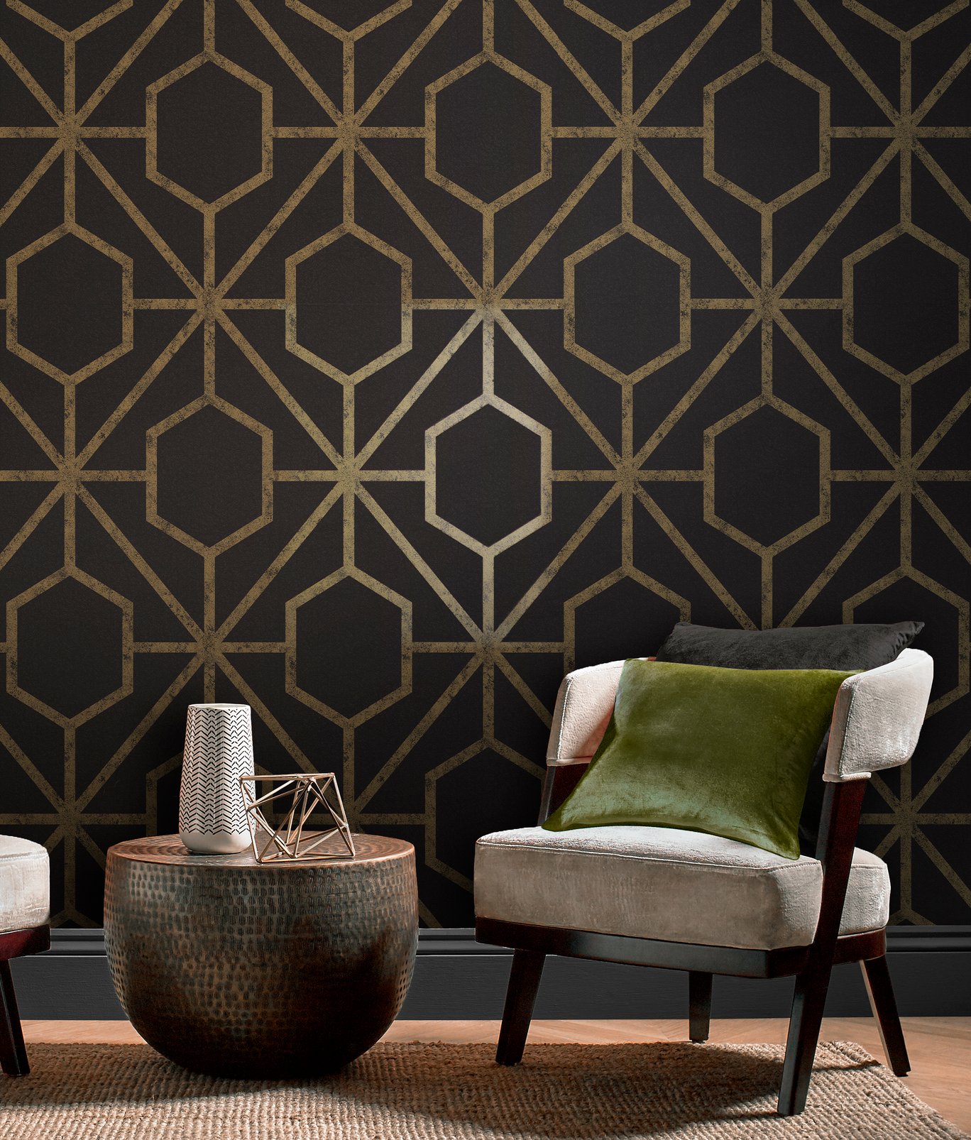 gold geometric pattern wallpaper