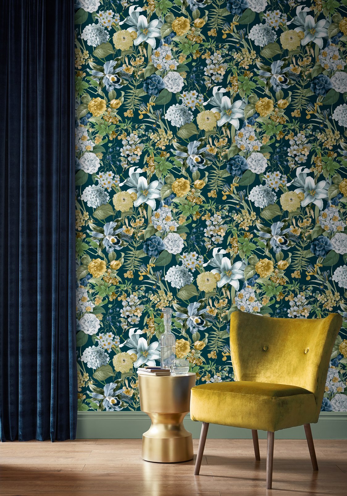 glasshouse navy wallpaper
