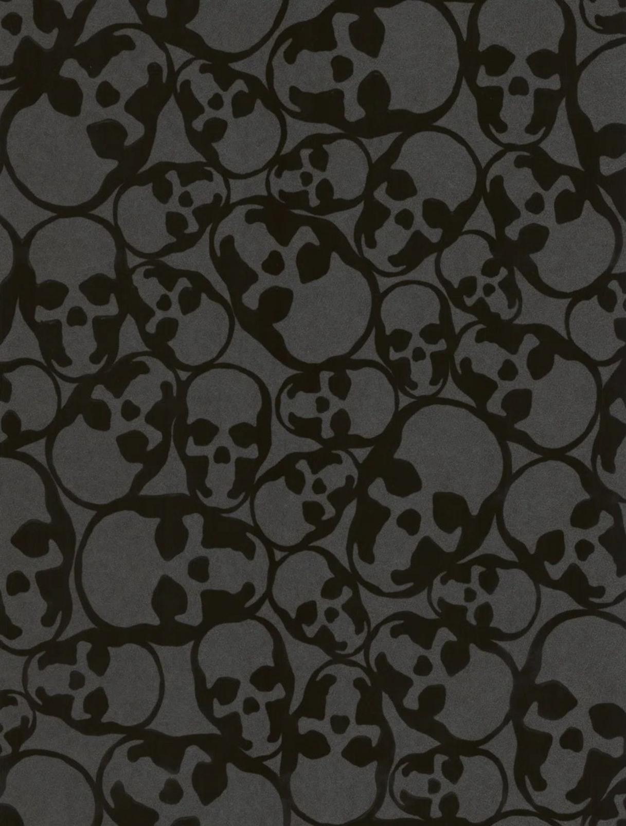 skulls flock black wallpaper