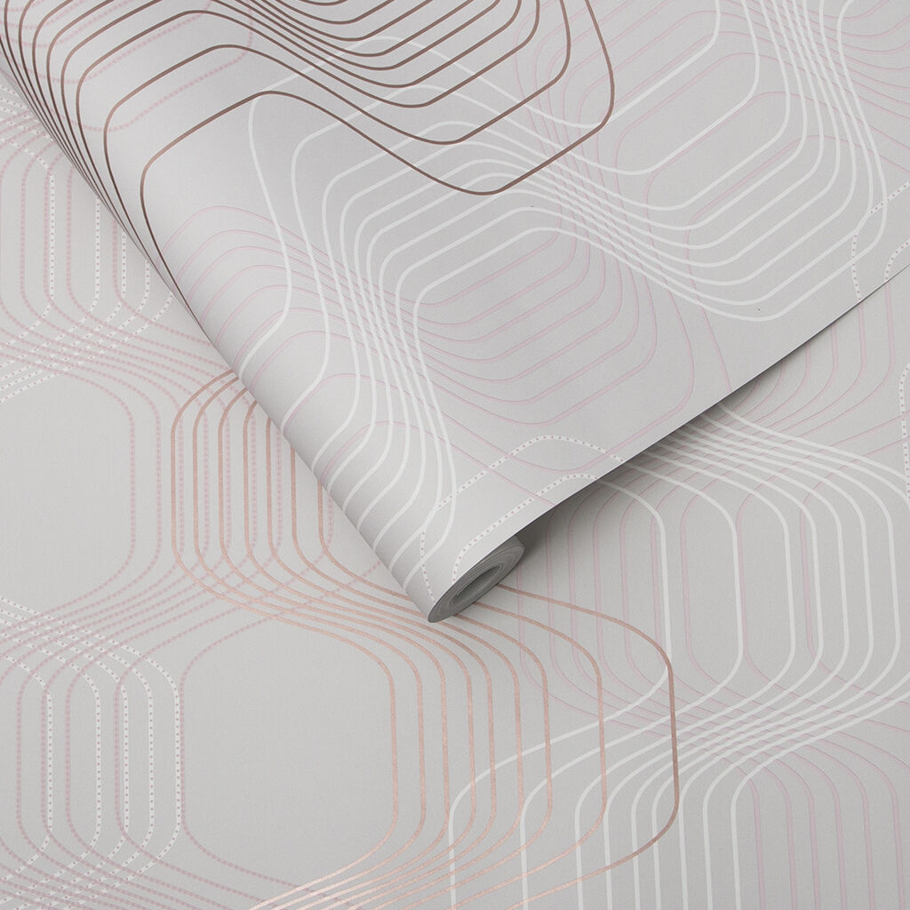 Papier Peint Revival Gris et Rose