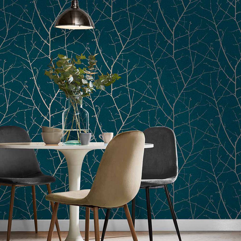 Boreas Teal Wallpaper | Teal & Silver | Graham & Brown