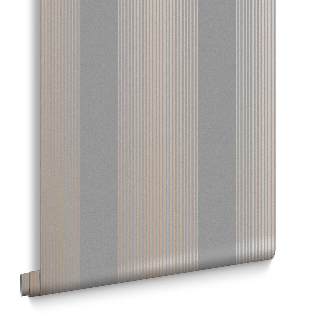 Papier Peint Lagom Stripe Gris & Rose Doré