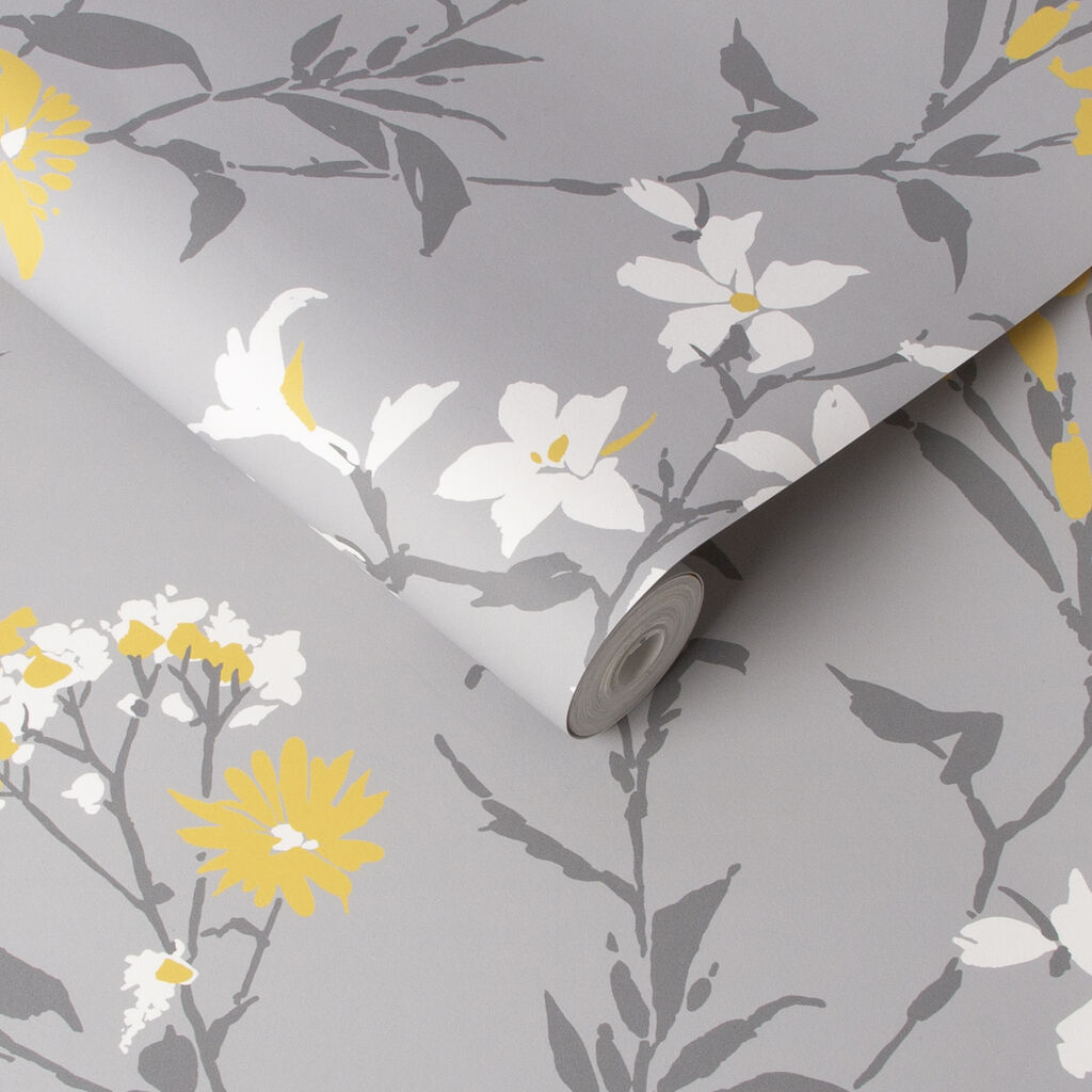 Aeris Grey & Yellow Wallpaper