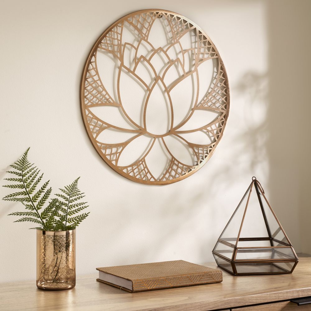 Copper Lotus Blossom Metalen Wanddecoratie