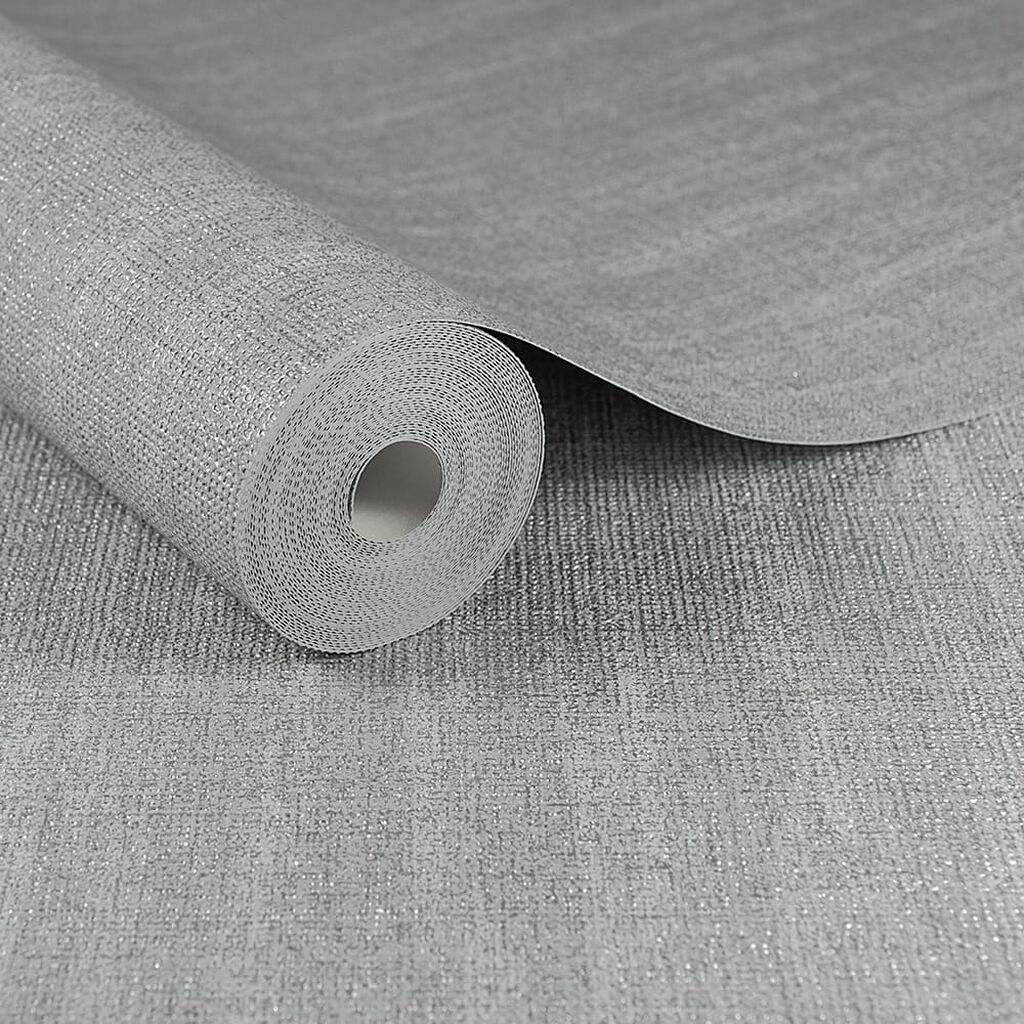 Chenille Grey and Silver Wallpaper