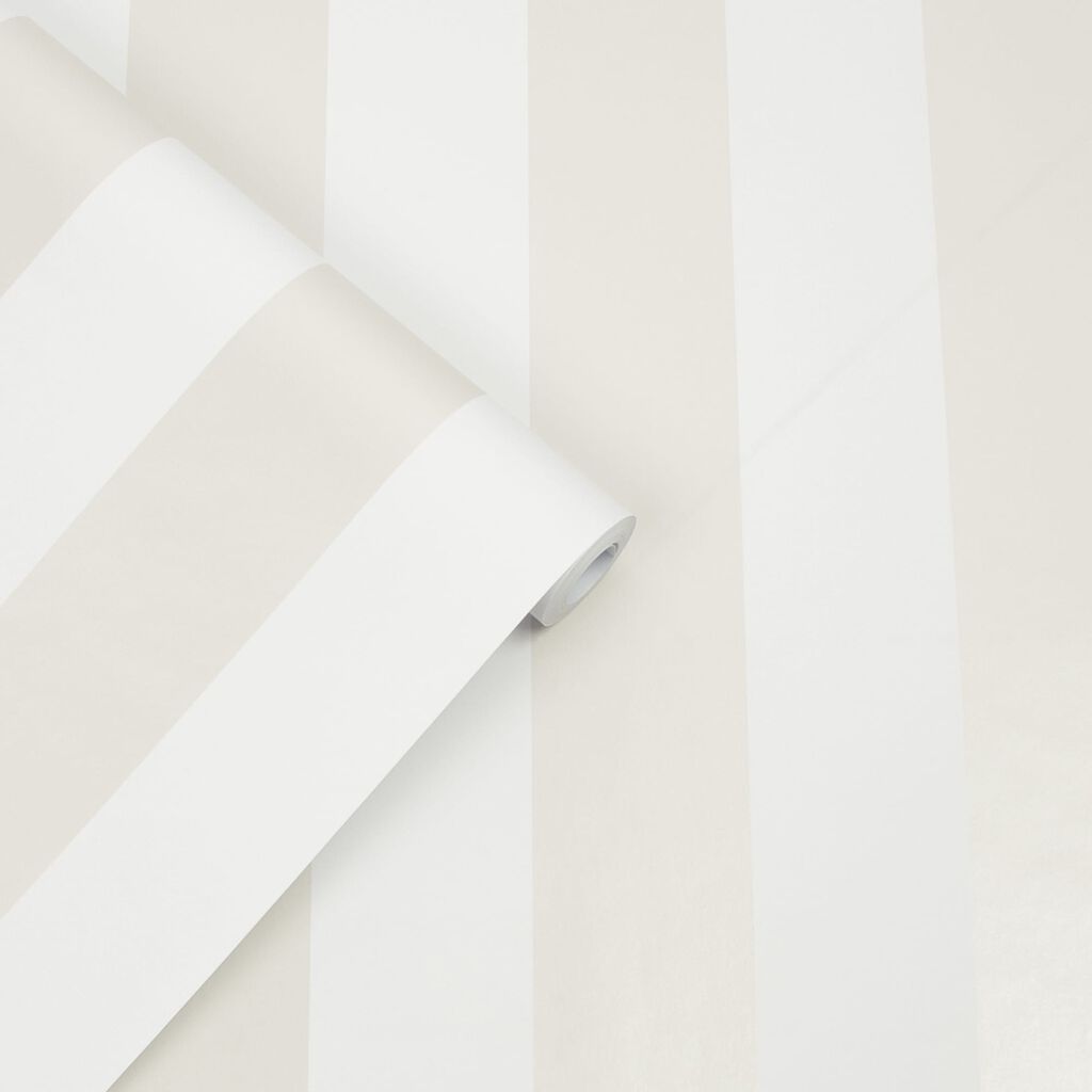 Laura Ashley Lille Pearlescent Stripe White Wallpaper