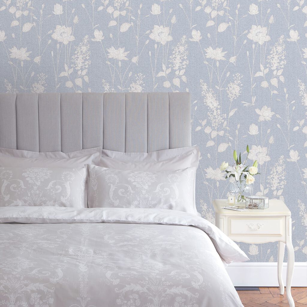 Laura Ashley Dragonfly Garden Chalk Blue Wallpaper