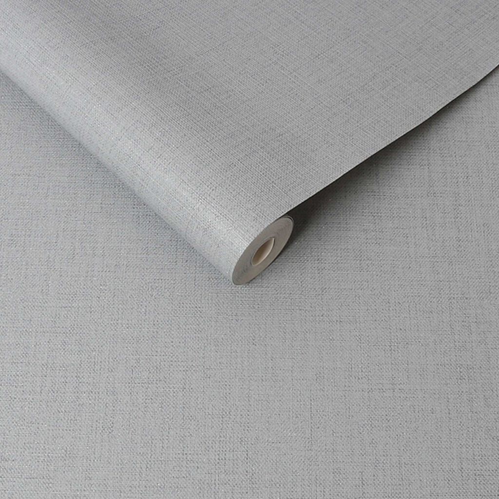 Linen Glitter Plain Mid Grey Wallpaper