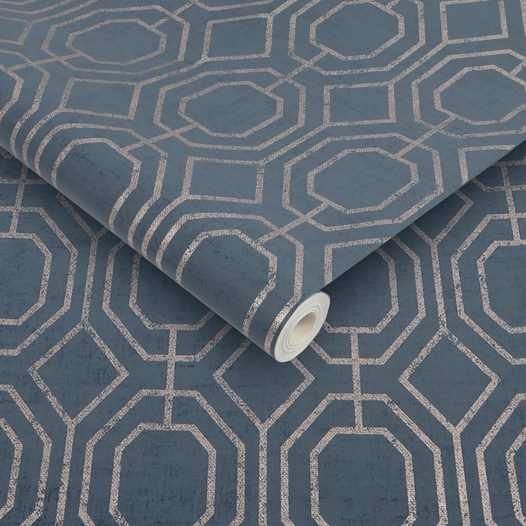 Luxe Geo Navy Wallpaper