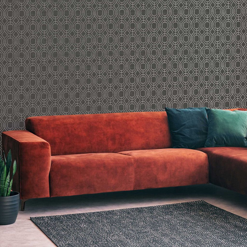 Luxe Geo Charcoal Wallpaper