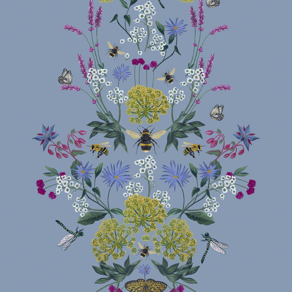 Joules Perfect Pollinators Haze Blue Wallpaper