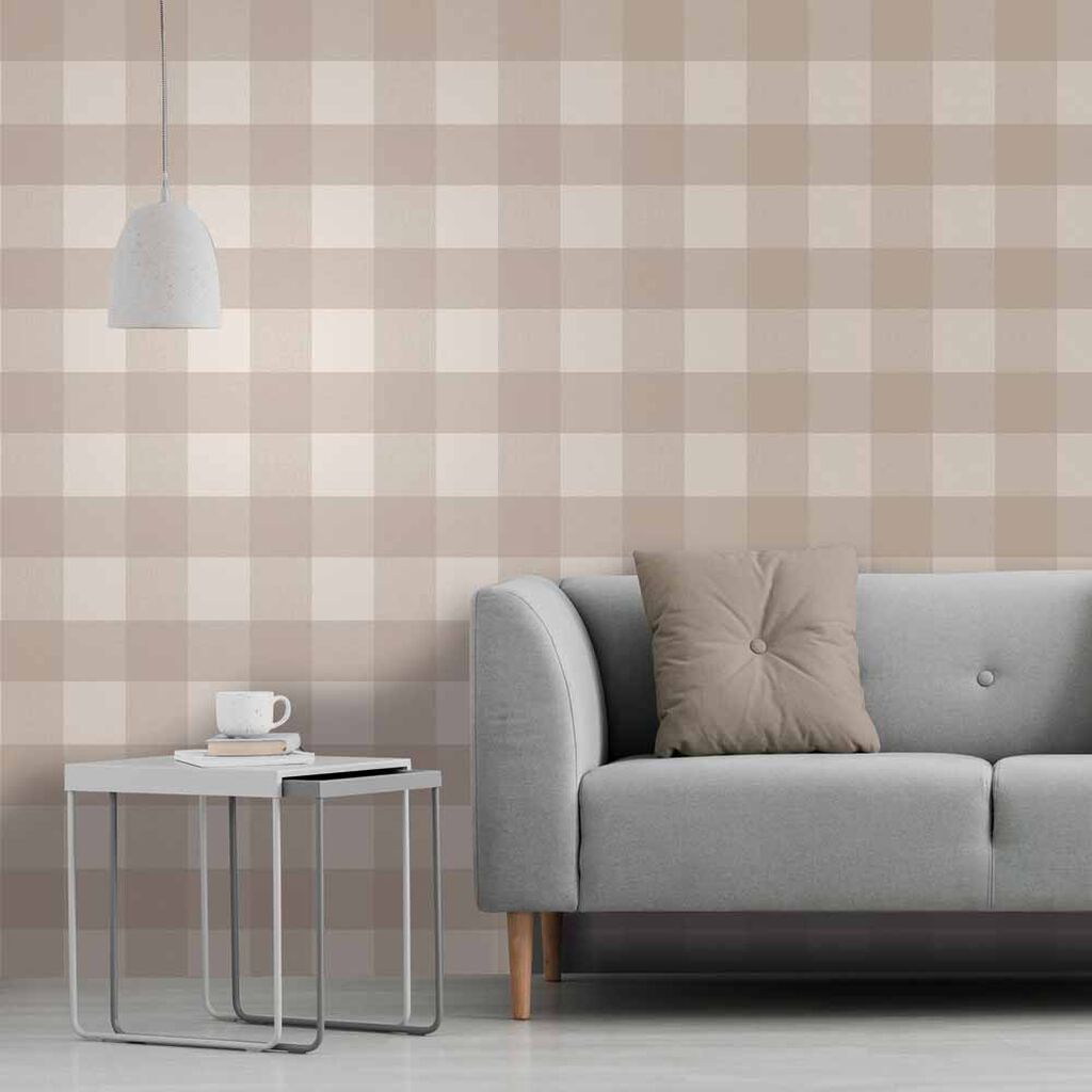 Glamorous Check Natural Wallpaper