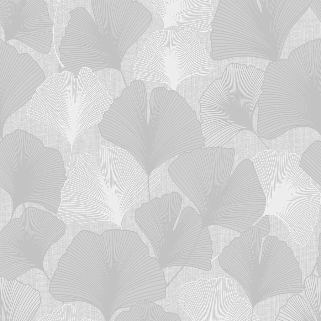 Gingko Leaves Silver Wallpaper