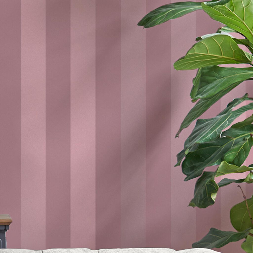Laura Ashley Lille Pearlescent Stripe Mulberry Purple Wallpaper