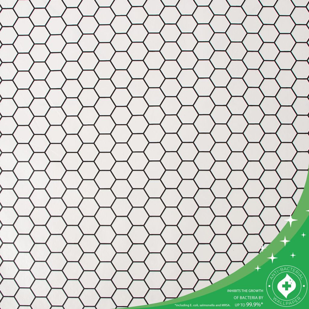 Hexagon Lattice White Wallpaper Contour Kitchen & Bathroom Wallpaper