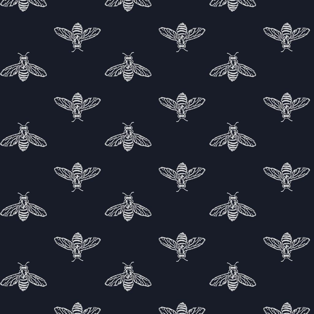 Joules Block Print Bee French Navy Wallpaper