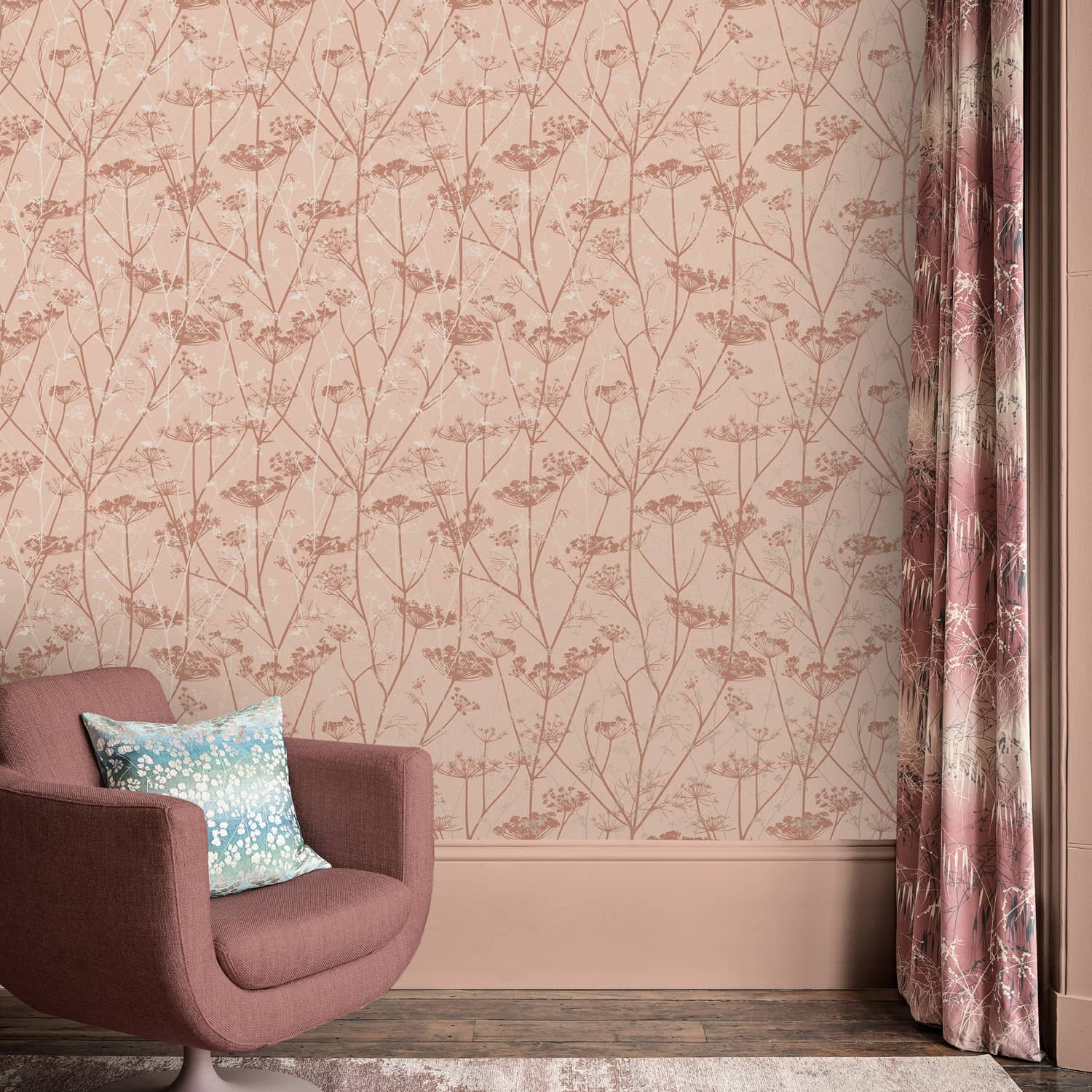 Wild Chervil Shell and Rose Gold Wallpaper