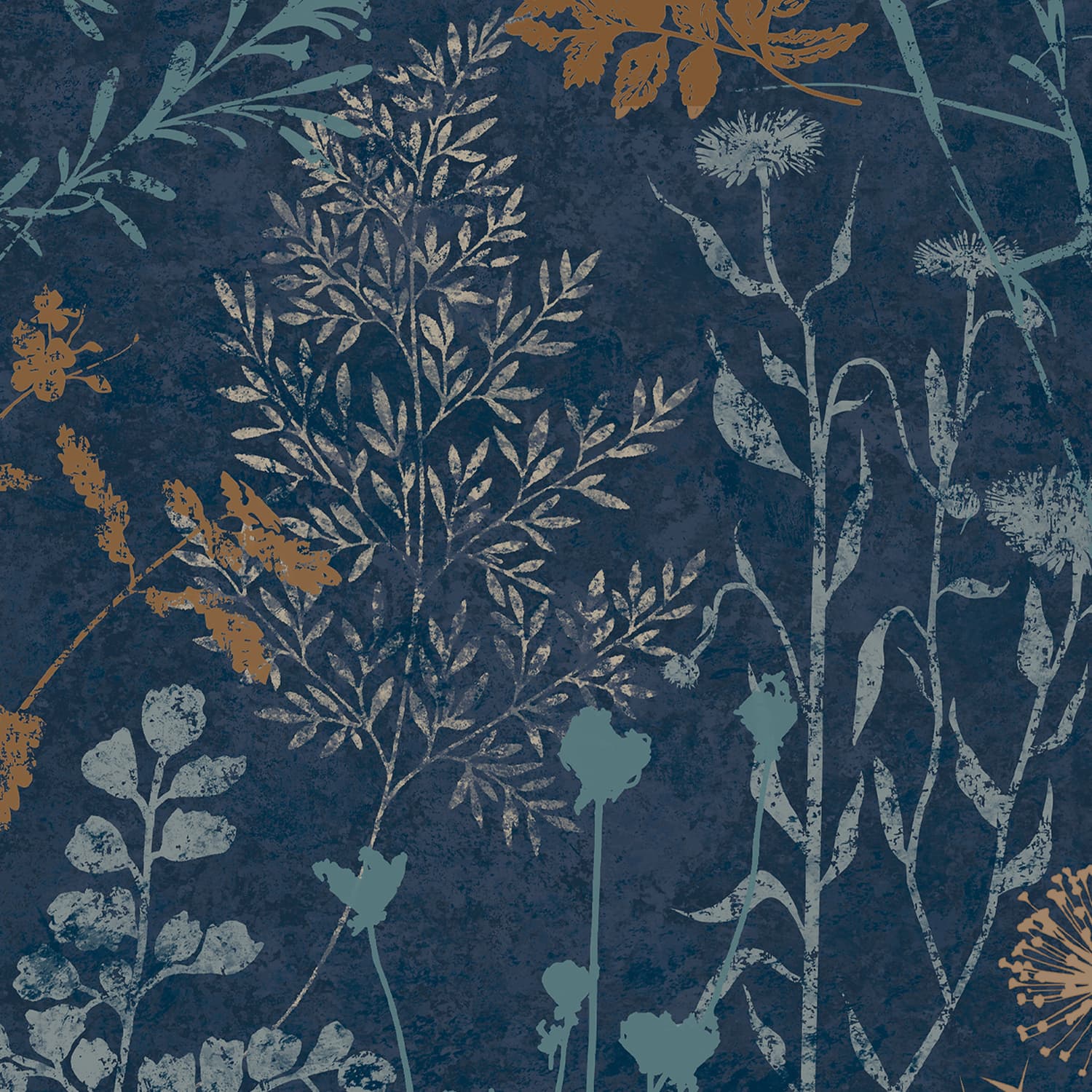 Organics Navy And Copper Wallpaper