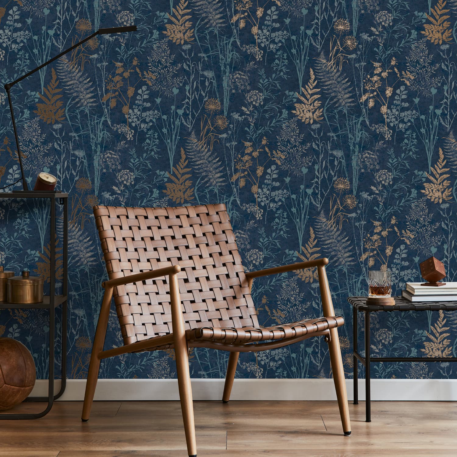 Organics Navy And Copper Wallpaper