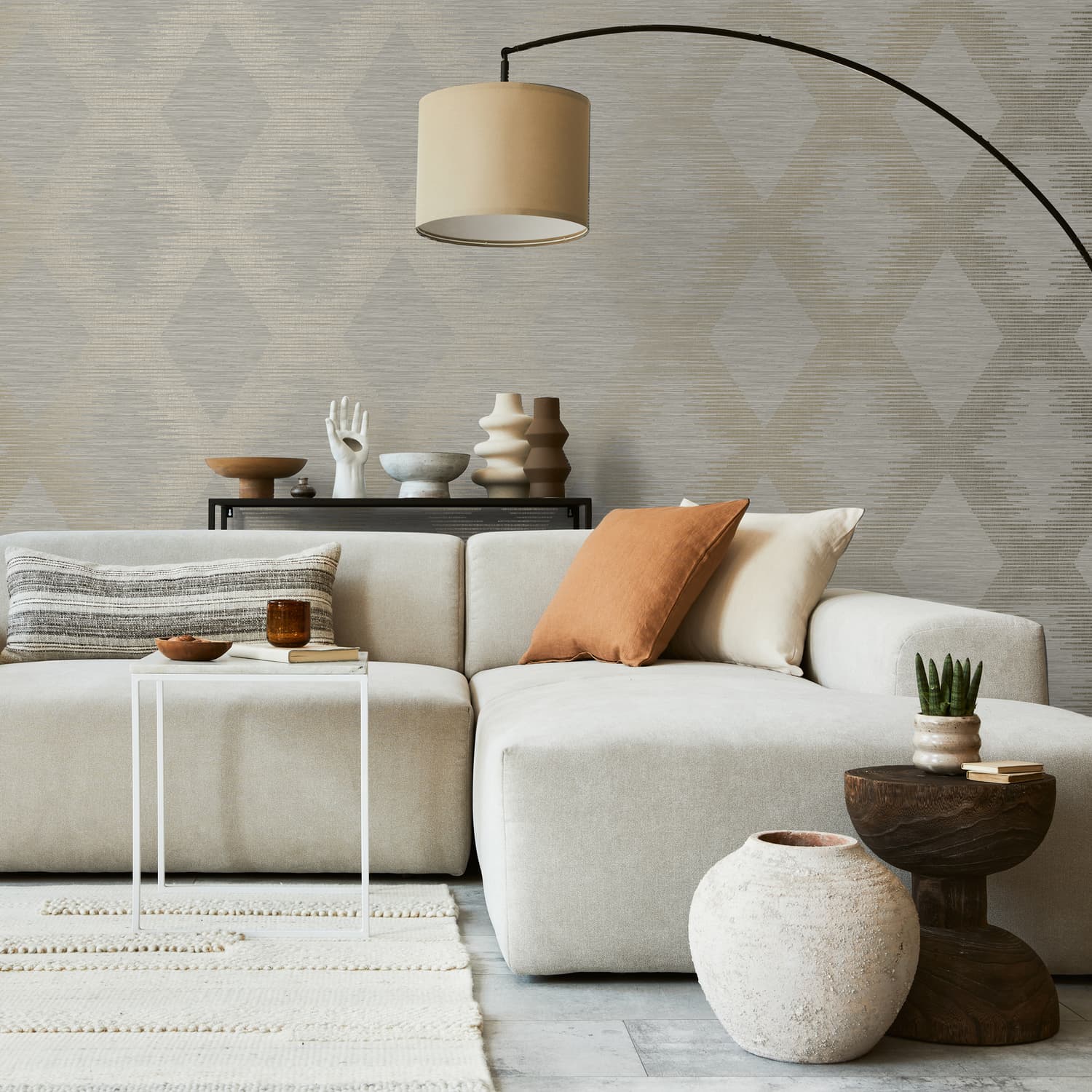 Serenity Geo Neutral And Gold Wallpaper