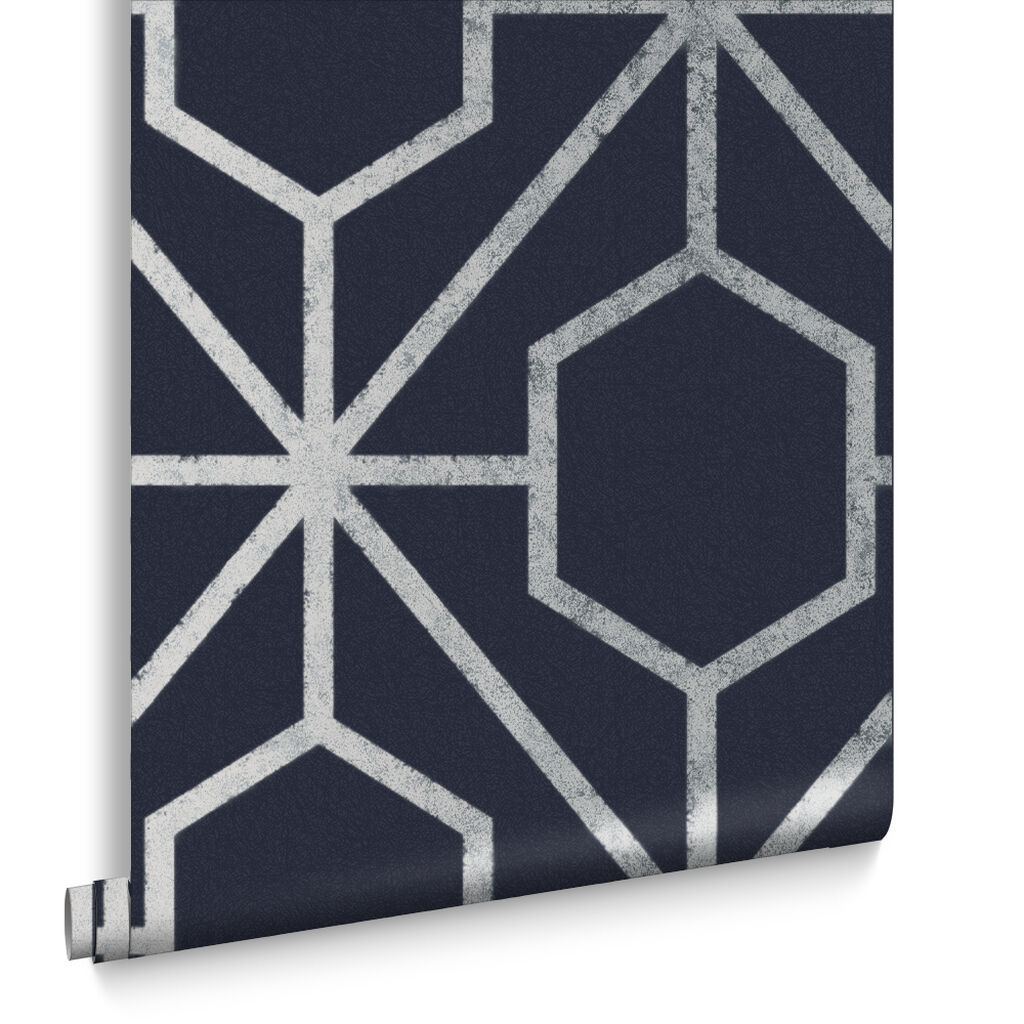 Papier Peint Rinku Navy & Silver