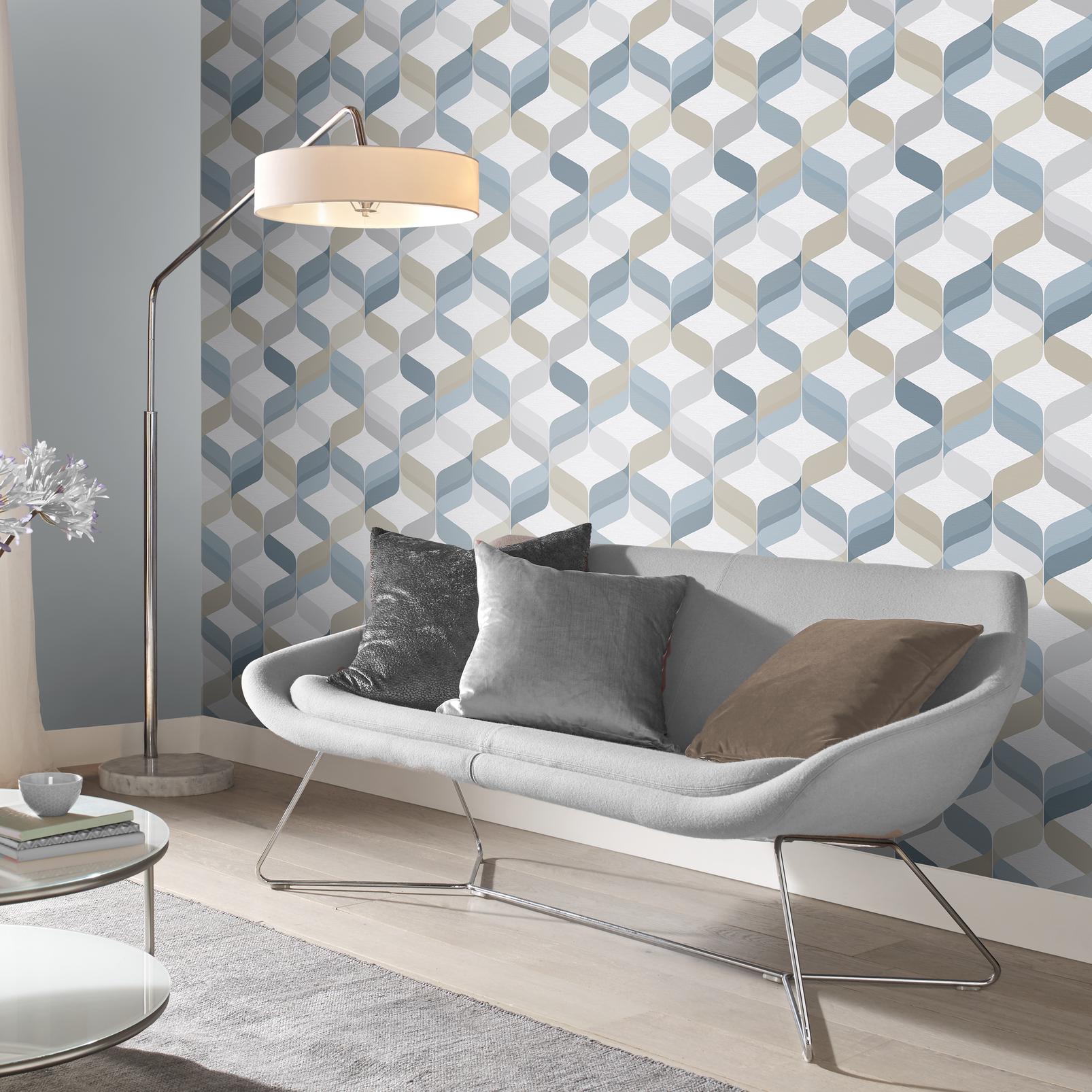 tropical plains denim wallpaper