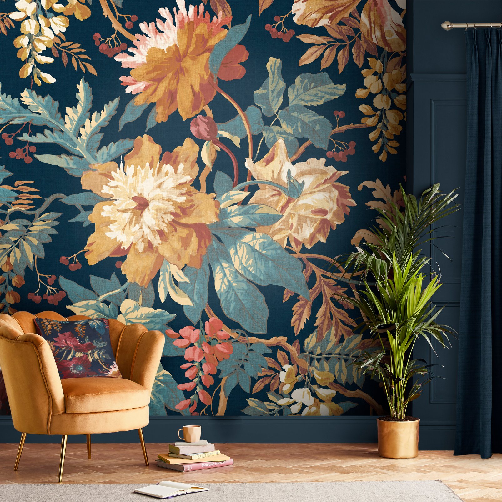 Florenzia Dusk Bespoke Mural | Blue | Graham & Brown