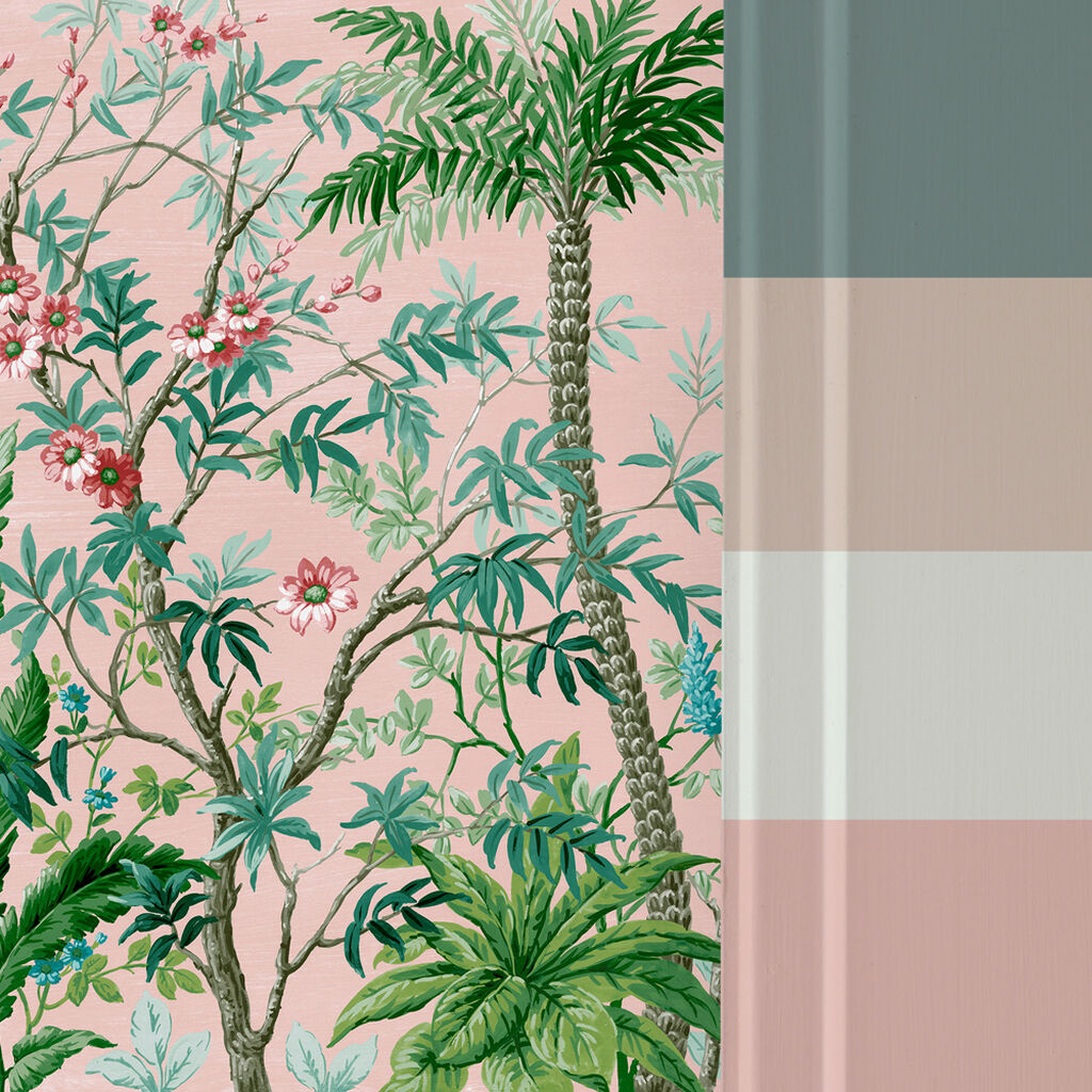 Vintage Tropical Blush Maßgeschneiderte Fototapete