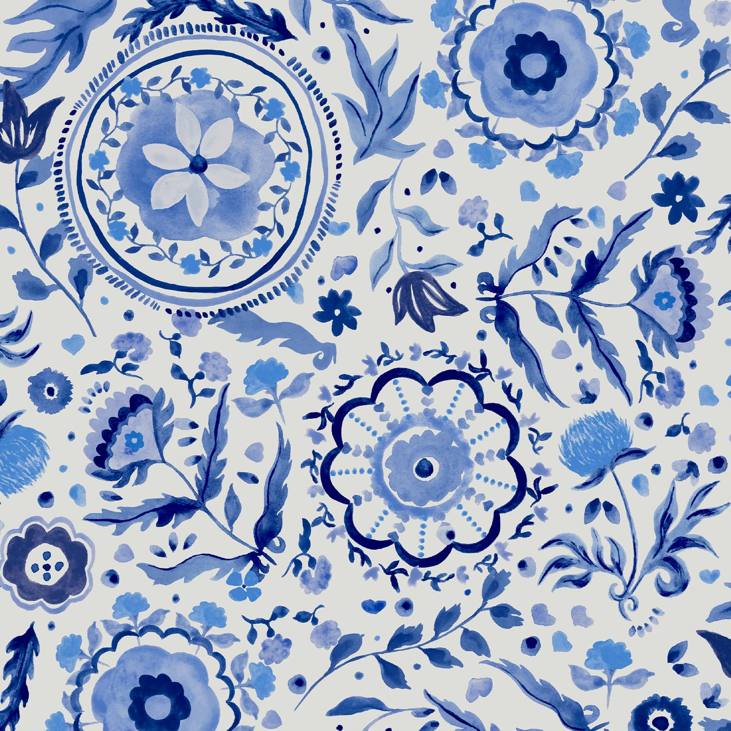 Joules Festival Flowers Blue Wallpaper