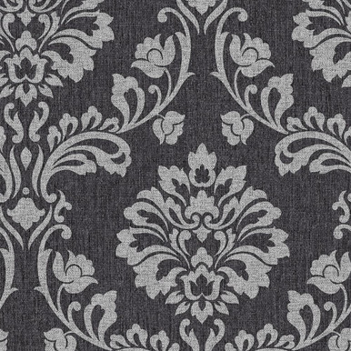 Transform Peel and Stick Small Damask Black Self-Adhesive Wallpaper