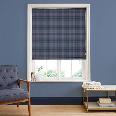 Heritage Plaid blauw vouwgordijn