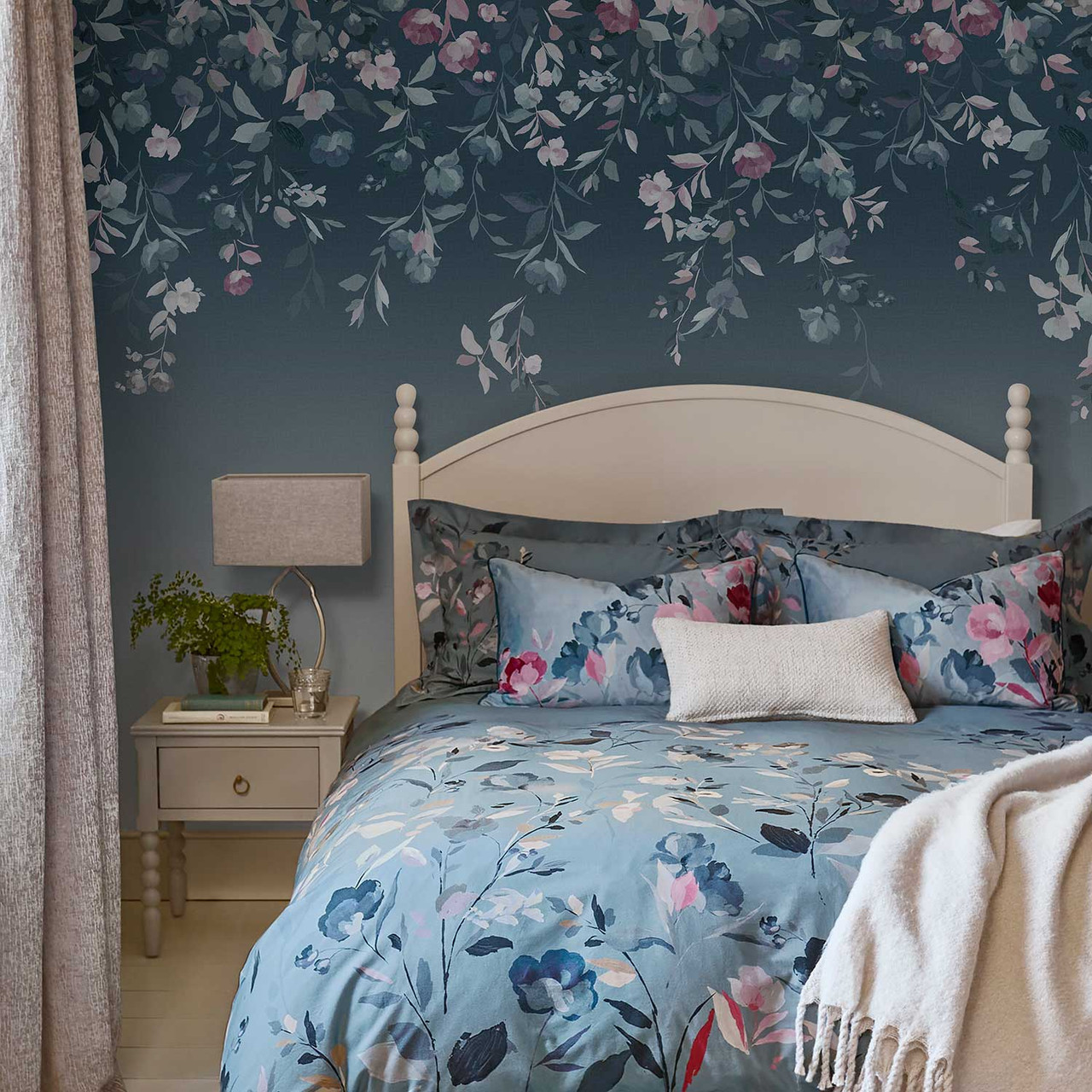 Buy Slate Grey Restore Floral Mural Wallpaper from the Next UK online shop