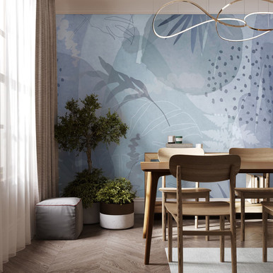 Abstract Leaf Indigo Bespoke Mural