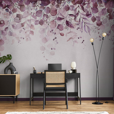 Botanical Cascade Purple Bespoke Mural