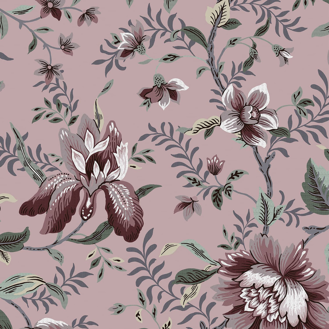 Laura Ashley Edita’s Garden Pale Blackberry Wallpaper
