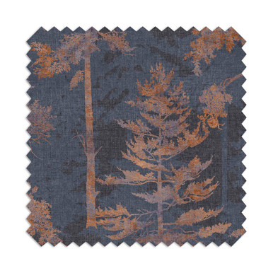 Norse Forest marineblauw met schorsgrijs vouwgordijn